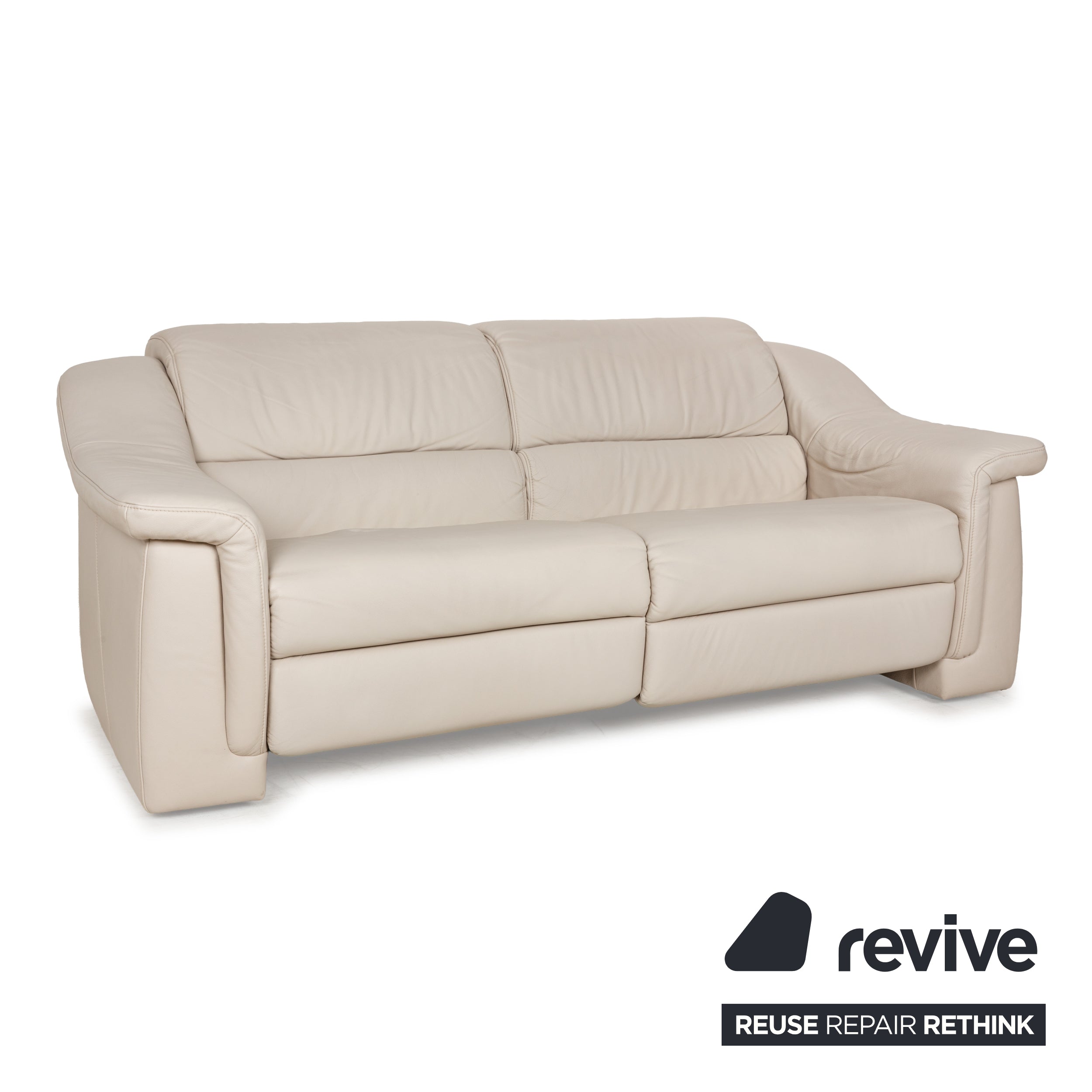 Himolla Planopoly Leder Zweisitzer Creme elektrische Funktion Sofa Couch Relaxfunktion
