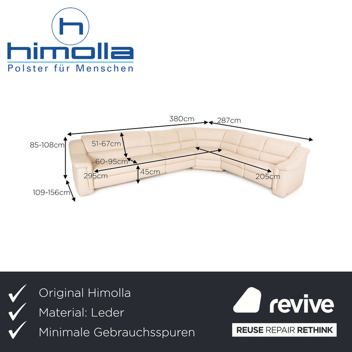 Himolla Planopoly Motion Canapé d'angle en cuir Gris crème Fonction électrique Canapé