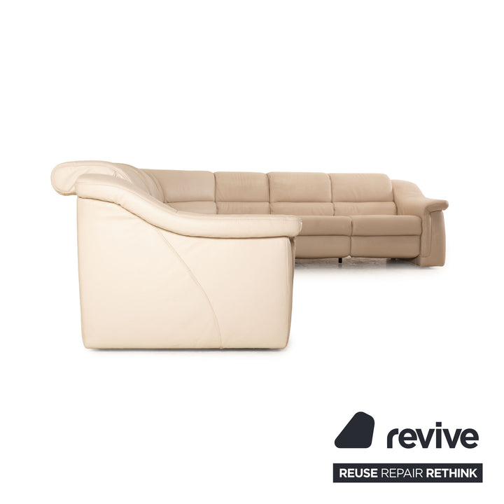 Himolla Planopoly Motion Leder Ecksofa Creme Grau elektrische Funktion Sofa Couch
