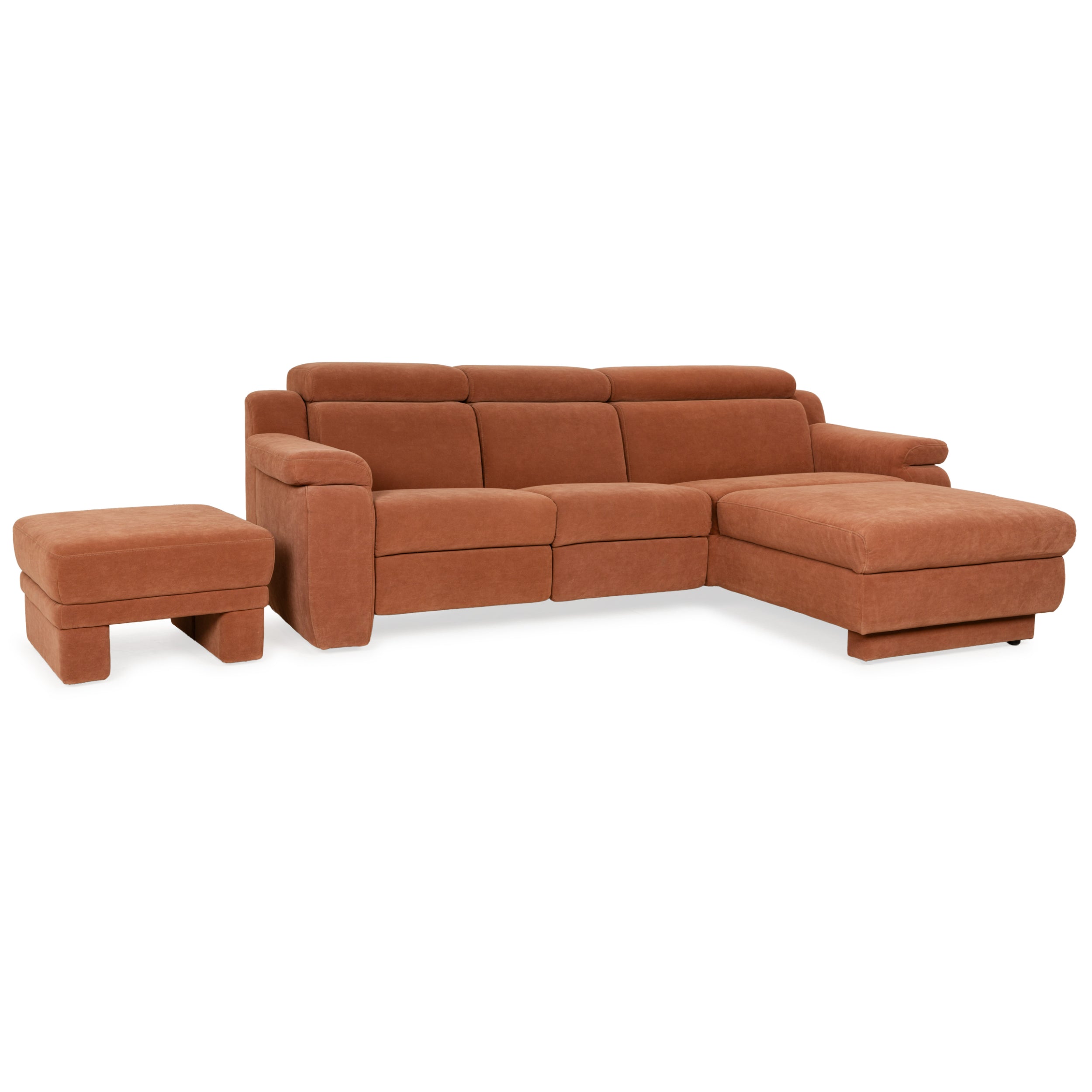 Himolla Planopoly Stoff Garnitur Ecksofa Braun Camel Sofa Couch manuelle Funktion Hocker