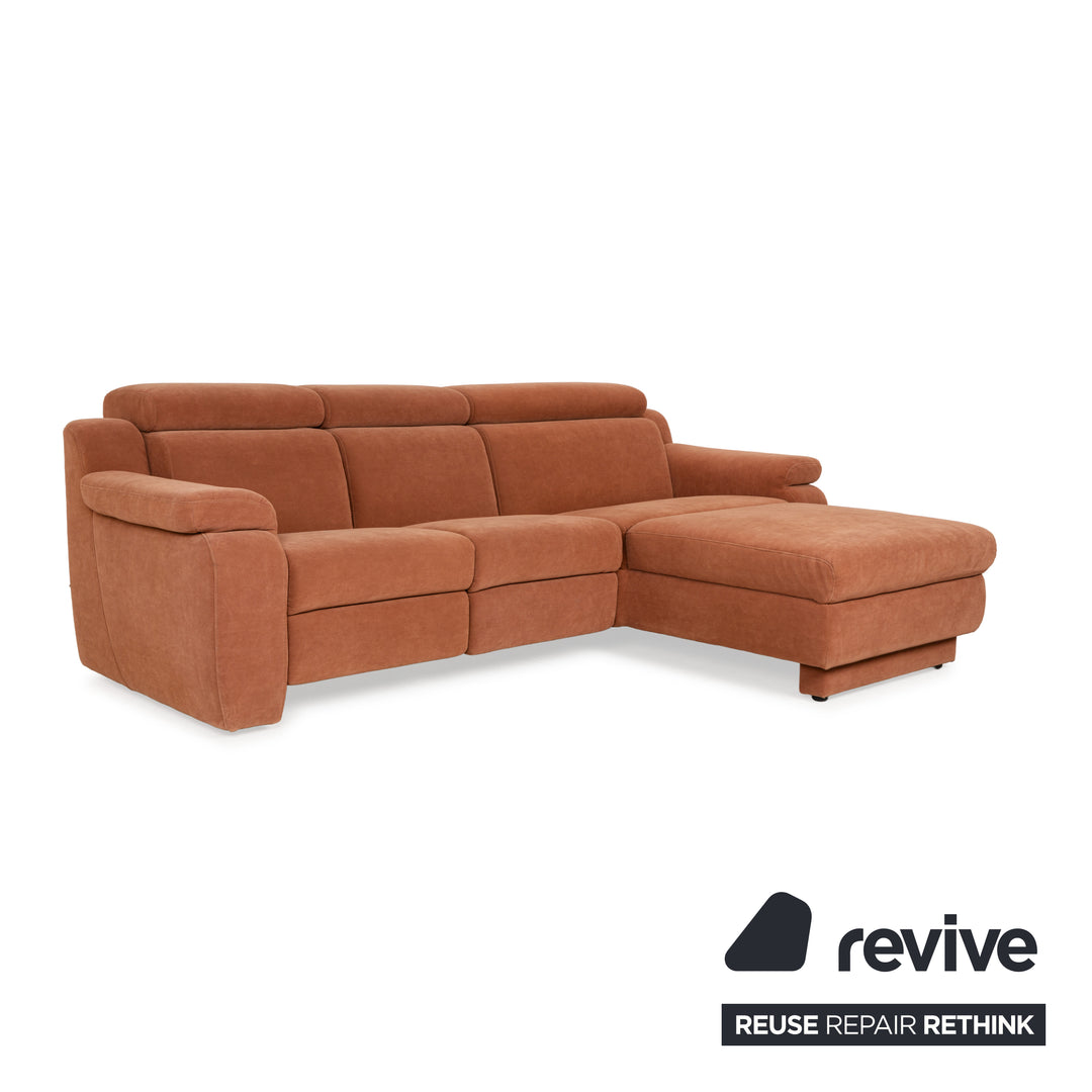 Himolla Planopoly fabric set corner sofa brown camel sofa couch manual function stool