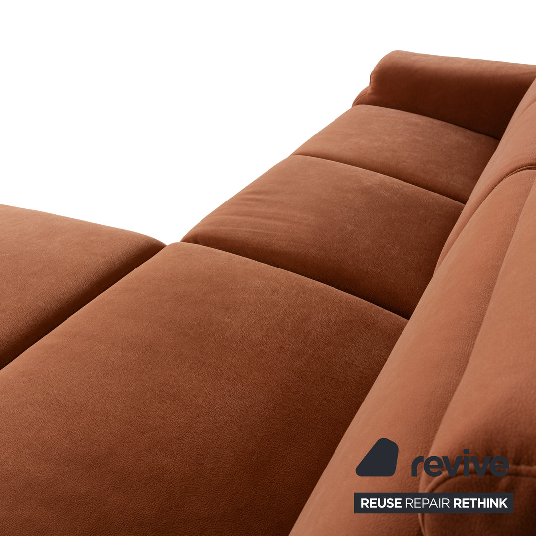 Himolla Planopoly fabric set corner sofa brown camel sofa couch manual function stool