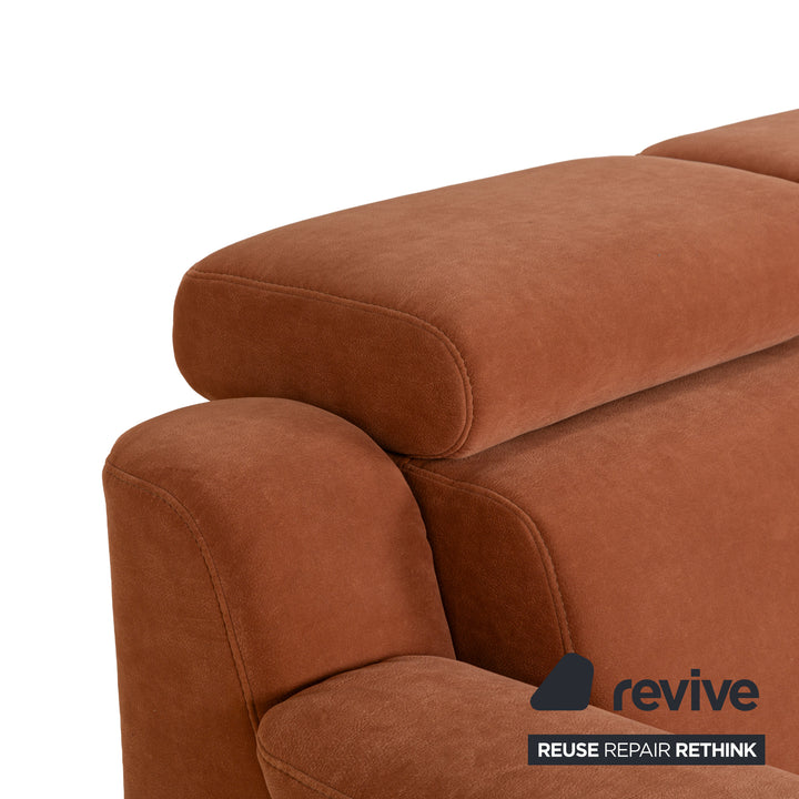 Himolla Planopoly fabric set corner sofa brown camel sofa couch manual function stool