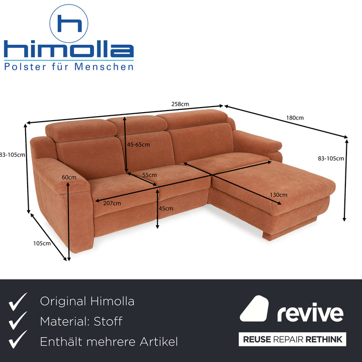 Ensemble canapé d'angle en tissu Himolla Planopoly marron camel canapé canapé tabouret à fonction manuelle