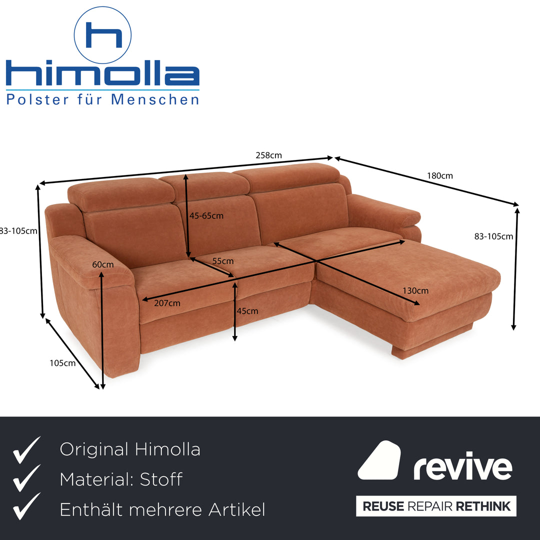 Himolla Planopoly fabric set corner sofa brown camel sofa couch manual function stool