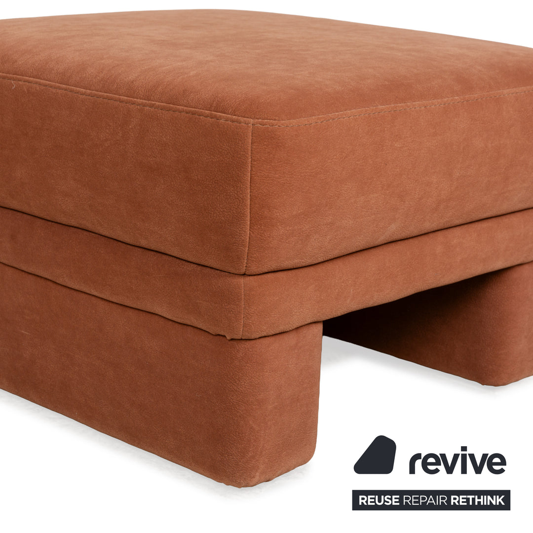 Himolla Planopoly fabric set corner sofa brown camel sofa couch manual function stool