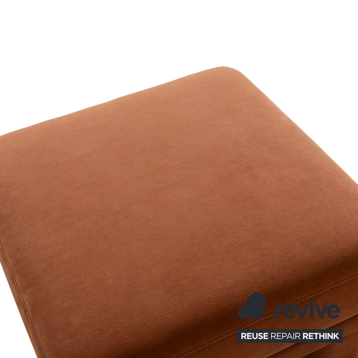 Himolla Planopoly fabric set corner sofa brown camel sofa couch manual function stool