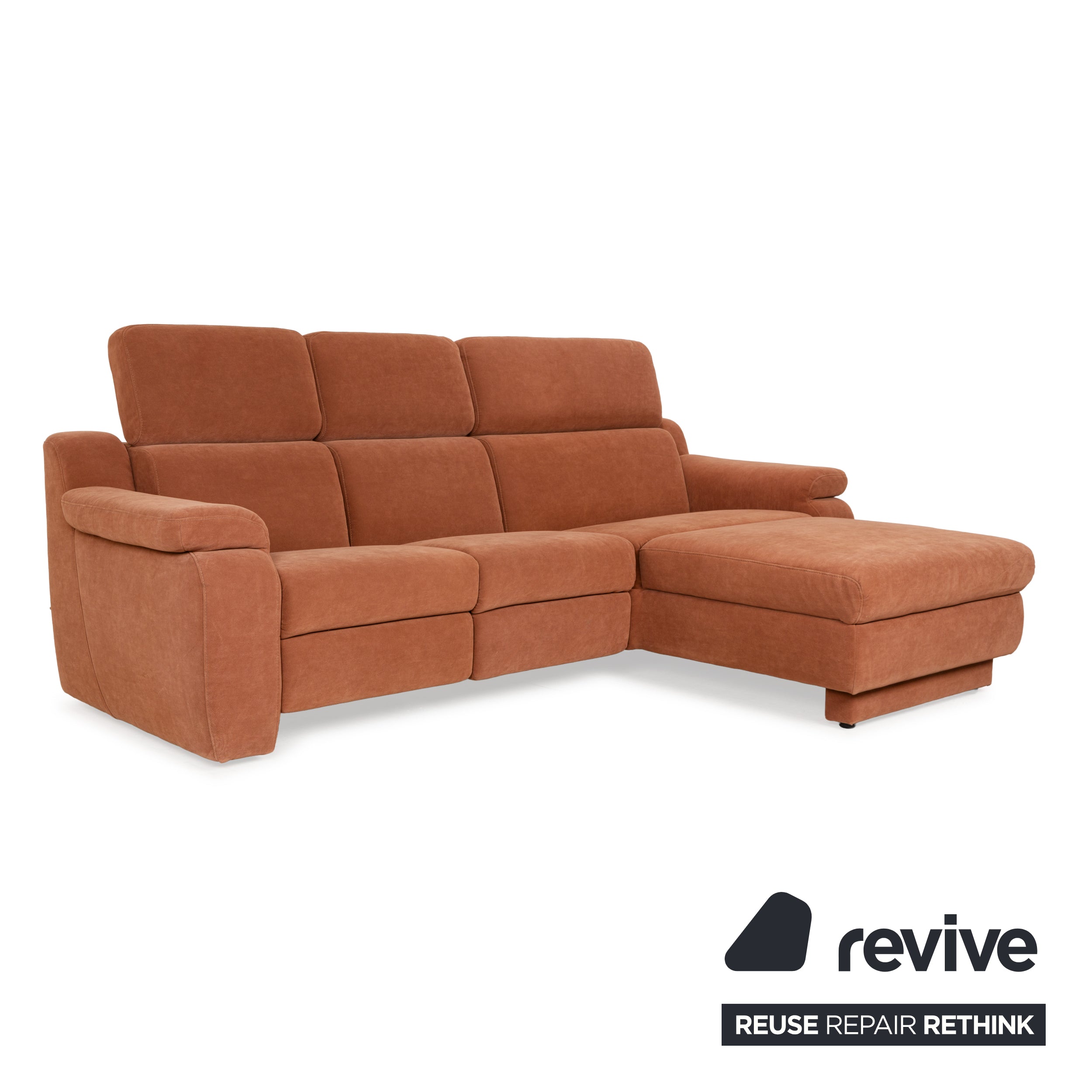 Himolla Planopoly Stoff Garnitur Ecksofa Braun Camel Sofa Couch manuelle Funktion Hocker