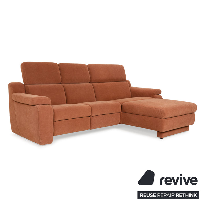 Himolla Planopoly fabric set corner sofa brown camel sofa couch manual function stool