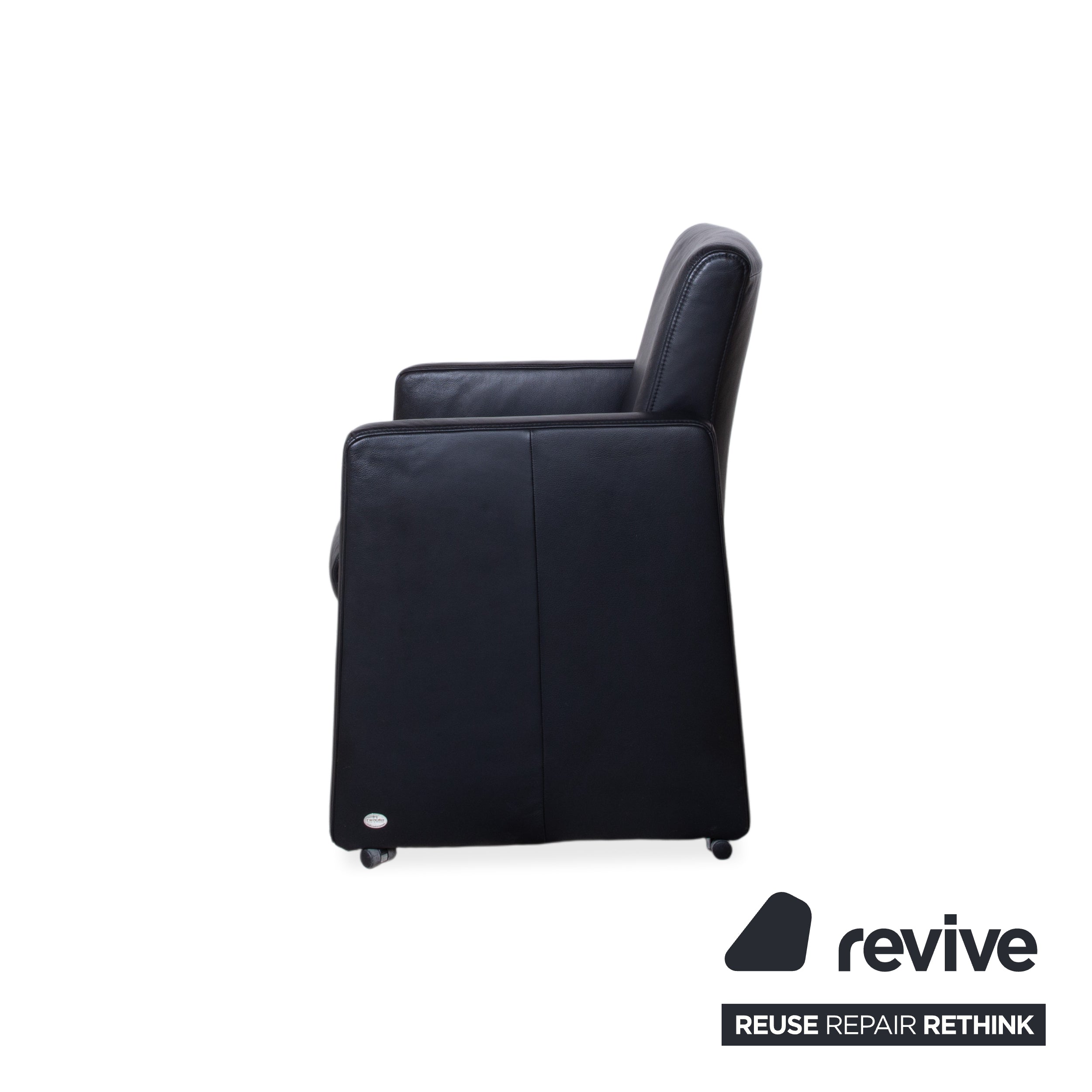 Himolla Leather Armchair Black with Casters