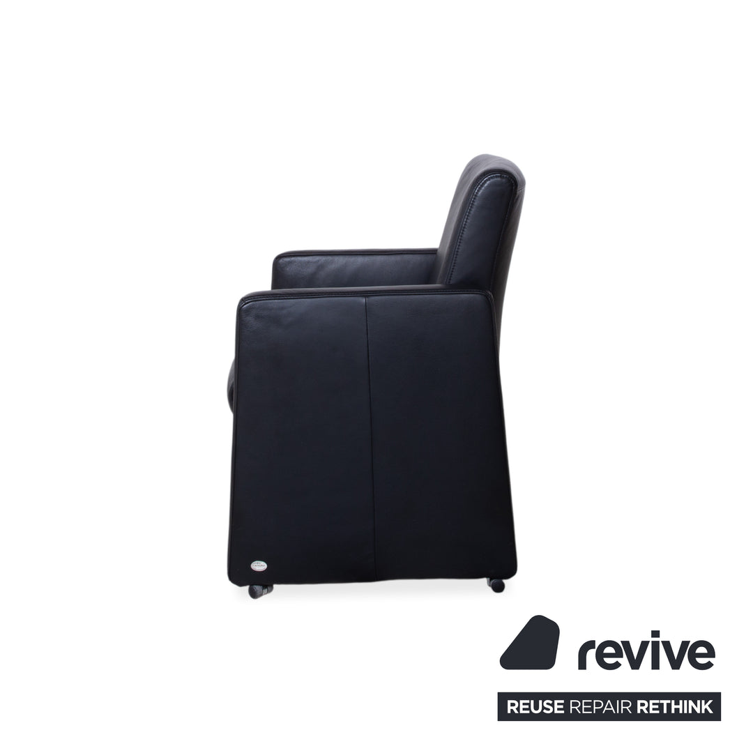 Himolla Sessel Leder Schwarz mit Rollen
