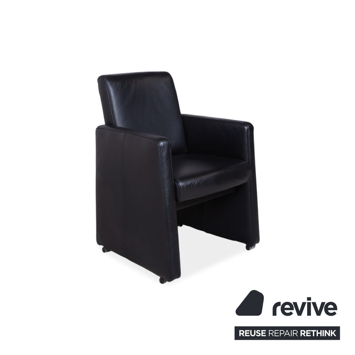 Himolla Sessel Leder Schwarz mit Rollen