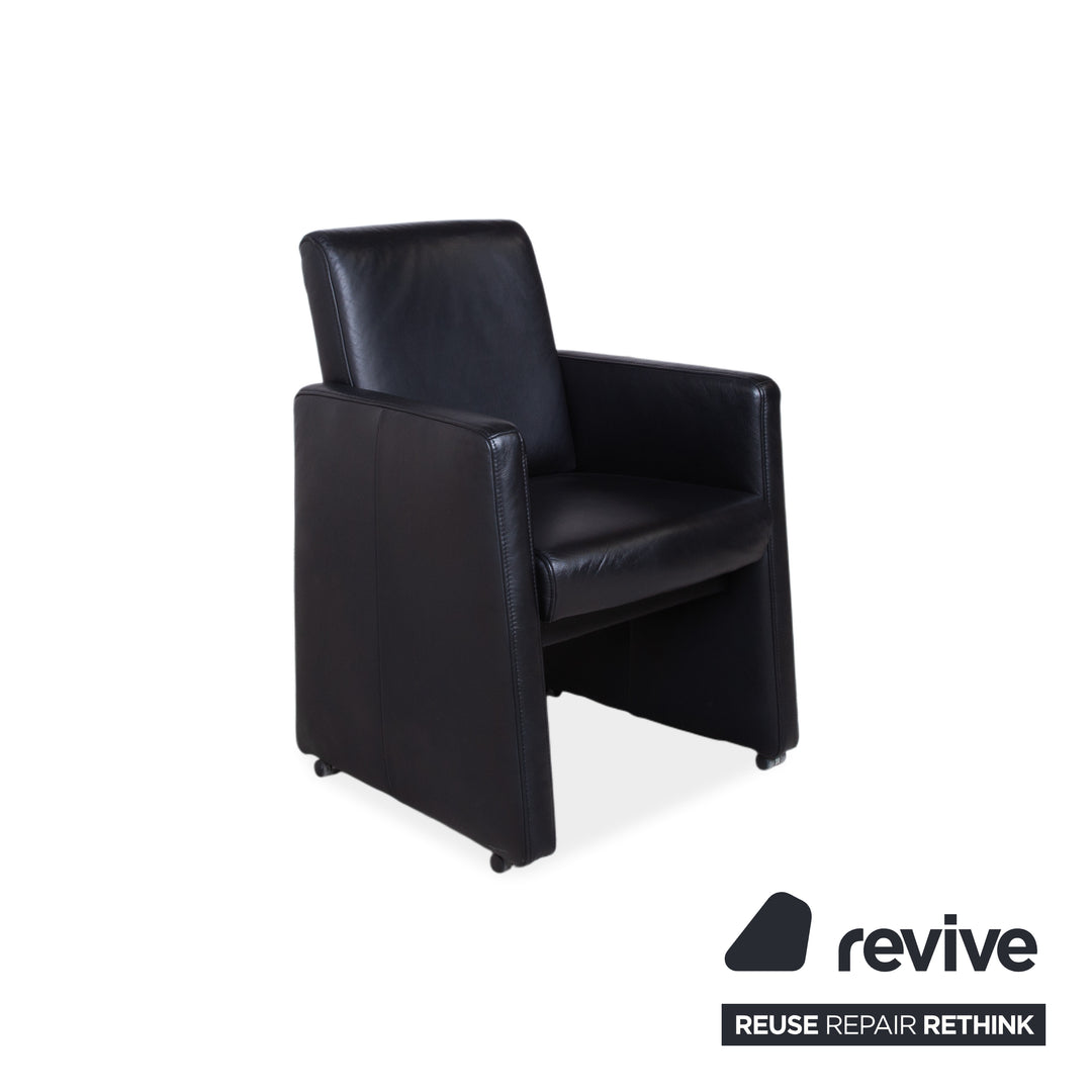 Himolla Sessel Leder Schwarz mit Rollen