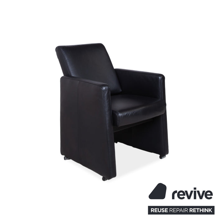 Himolla Sessel Leder Schwarz mit Rollen