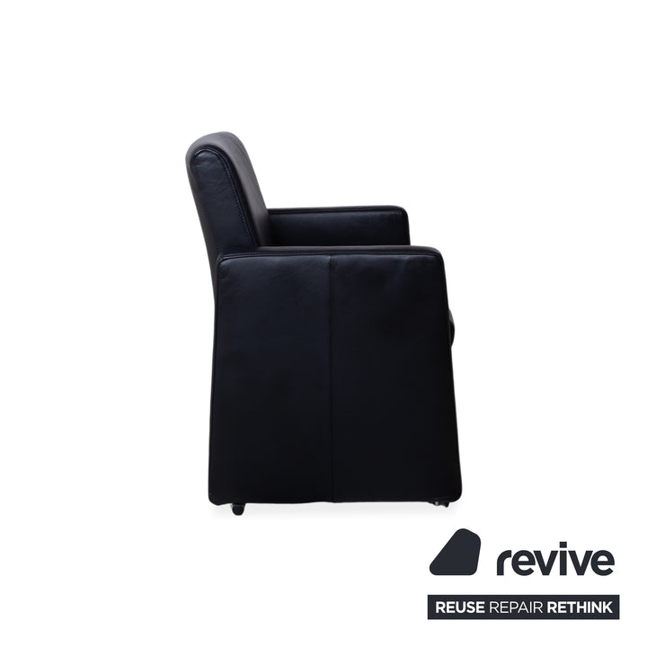 Himolla Sessel Leder Schwarz mit Rollen