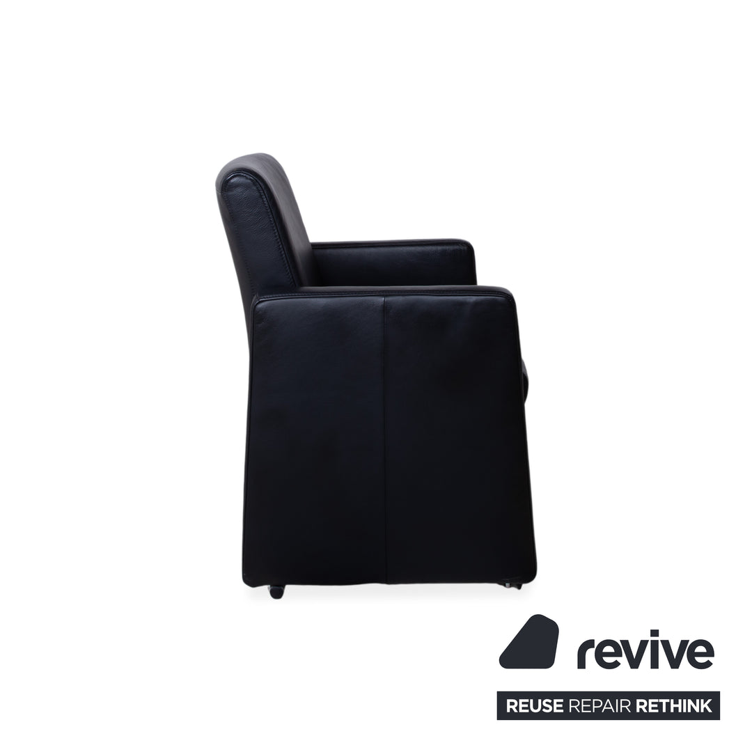 Himolla Sessel Leder Schwarz mit Rollen