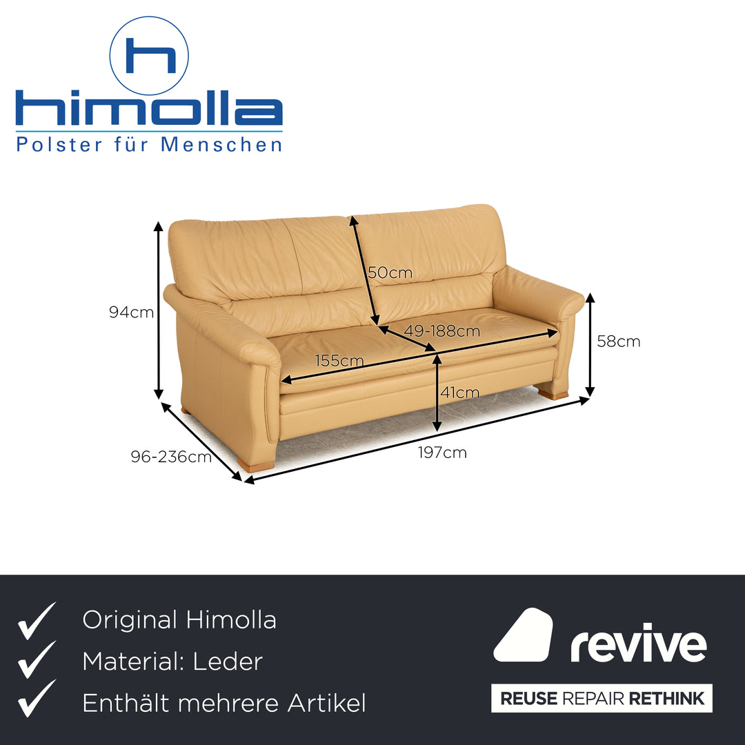 Himolla Sleepoly leather sofa set cream three-seater armchair couch sofa bed manual function relaxation function