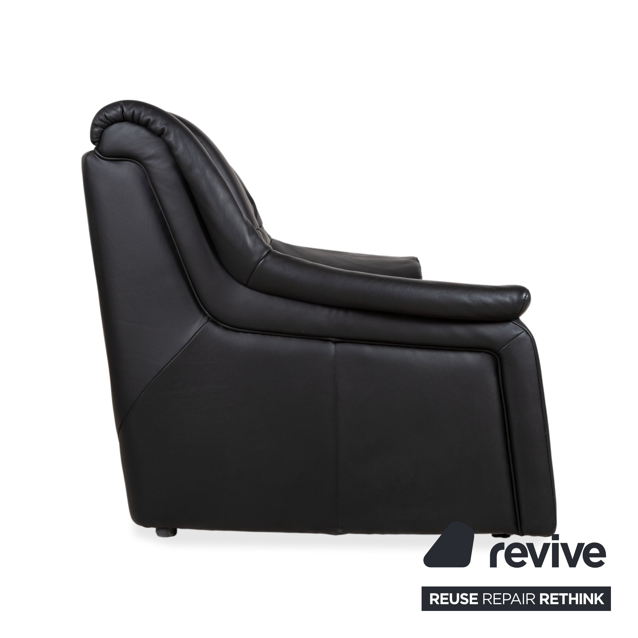 Himolla Sleepoly Leather Two-Seater Black Sofa Couch