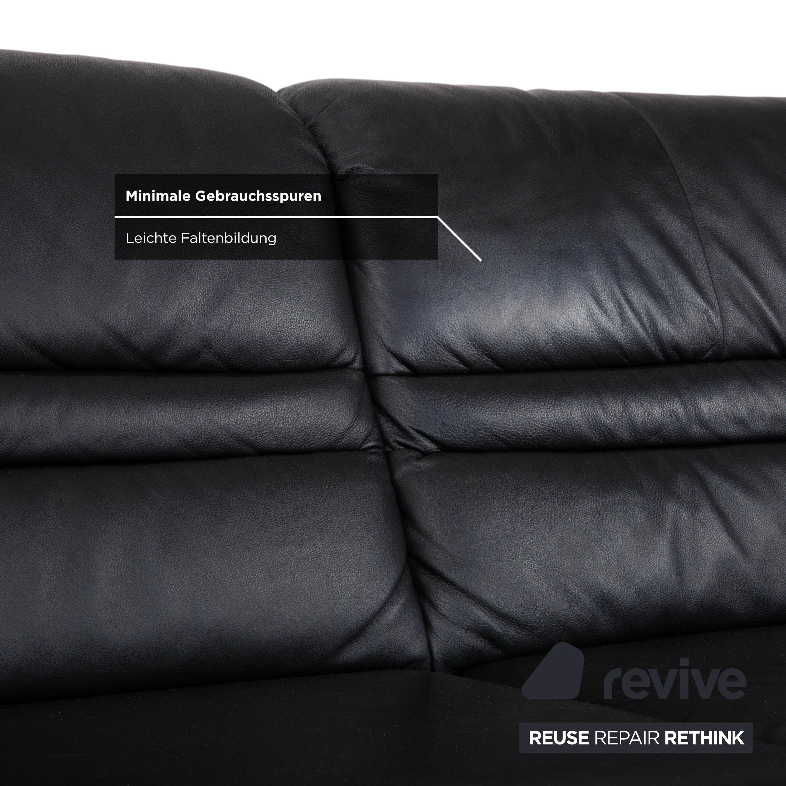 Himolla Sleepoly Leather Two-Seater Black Sofa Couch