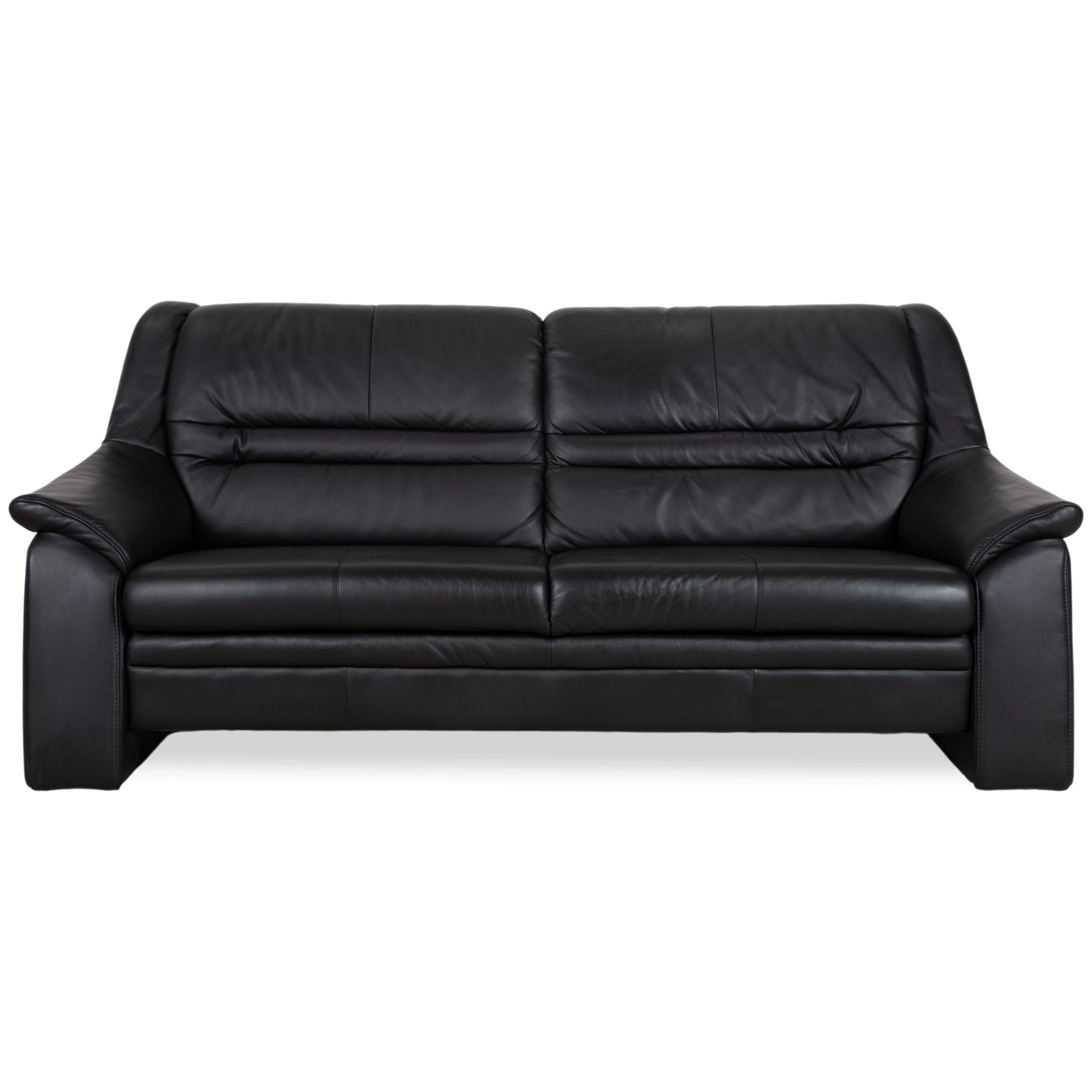 Himolla Sleepoly Leather Two-Seater Black Sofa Couch