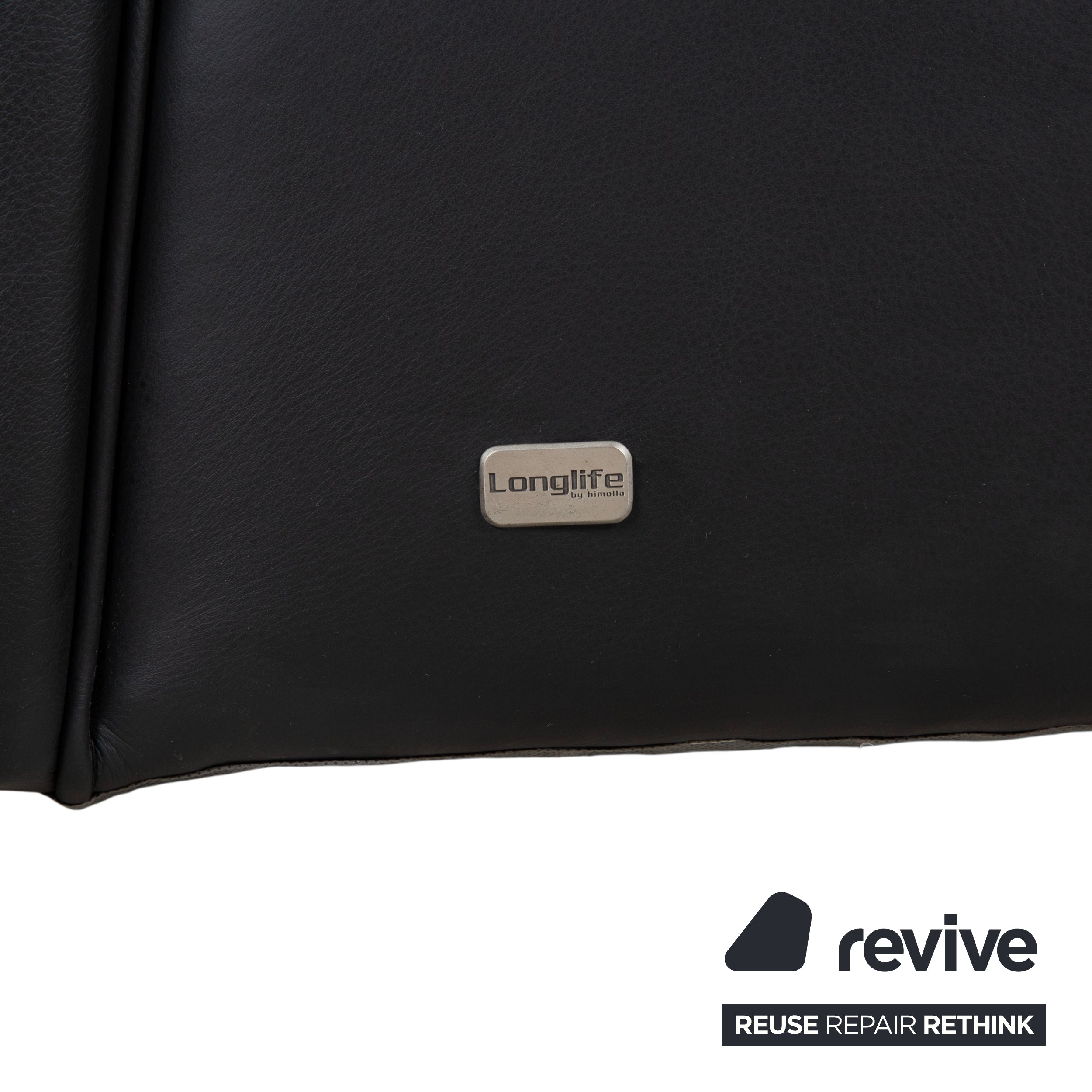Himolla Sleepoly Leather Two-Seater Black Sofa Couch
