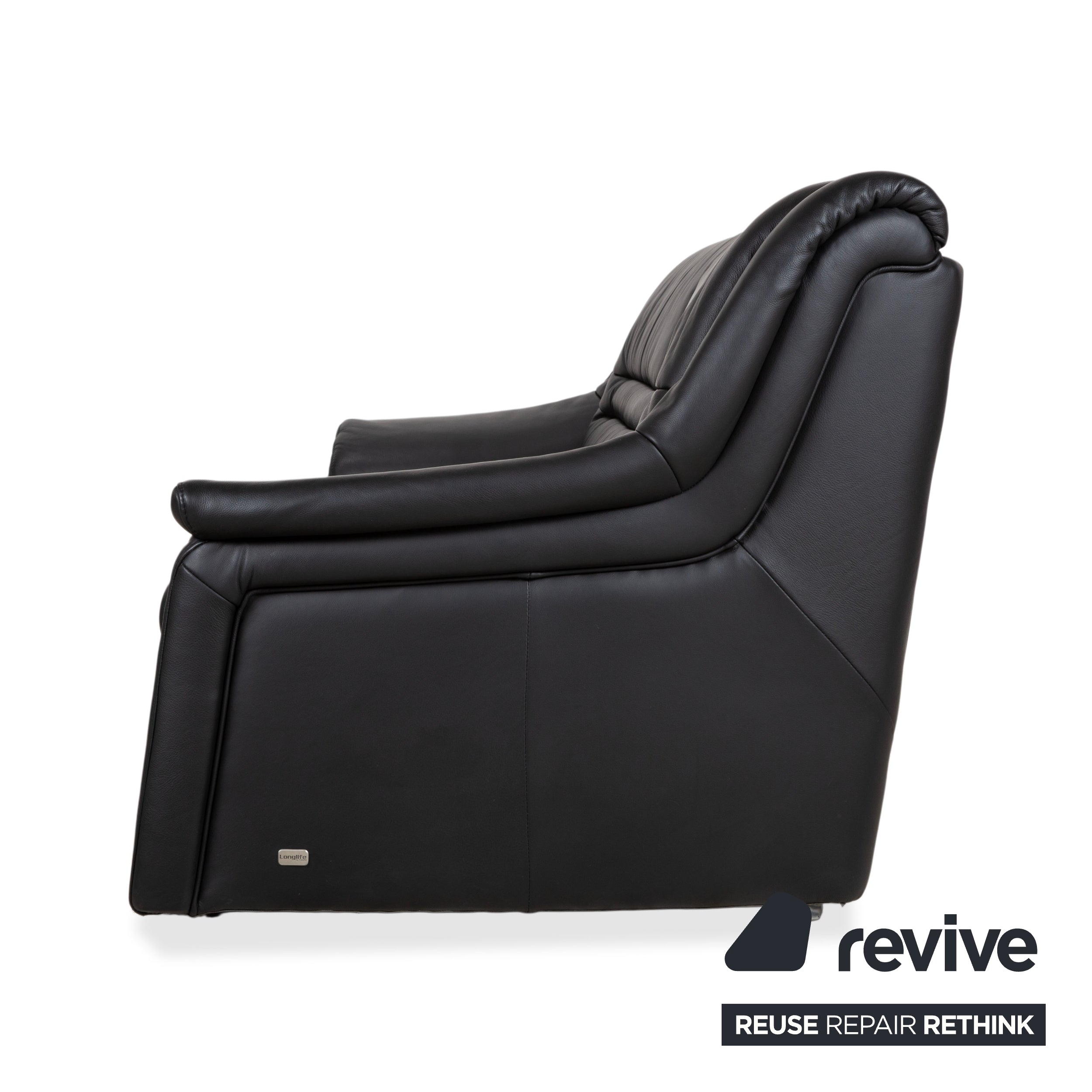 Himolla Sleepoly Leather Two-Seater Black Sofa Couch