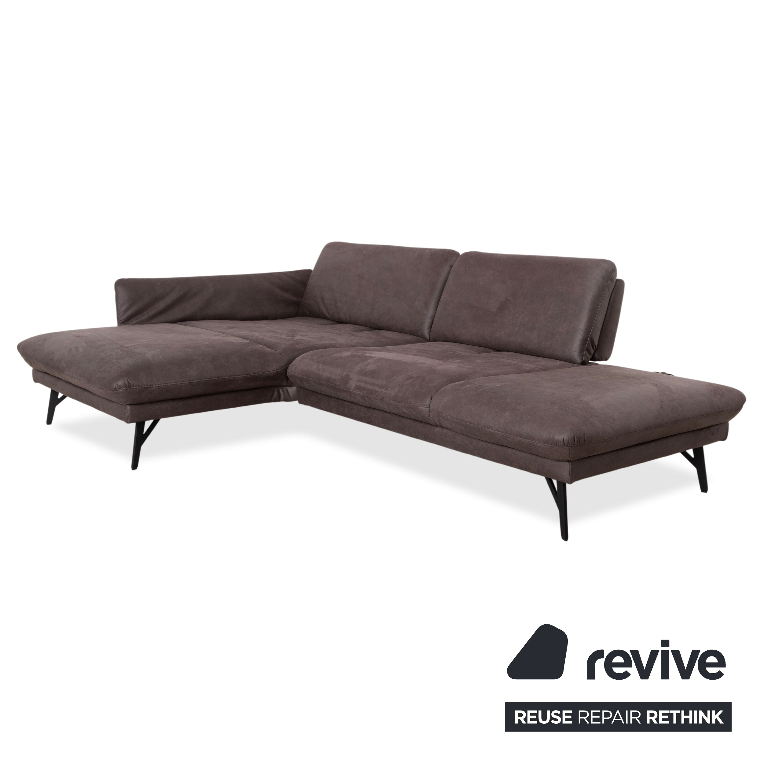 Himolla Stoff Ecksofa Grau Braun Taupe manuelle Funktion Sofa Couch