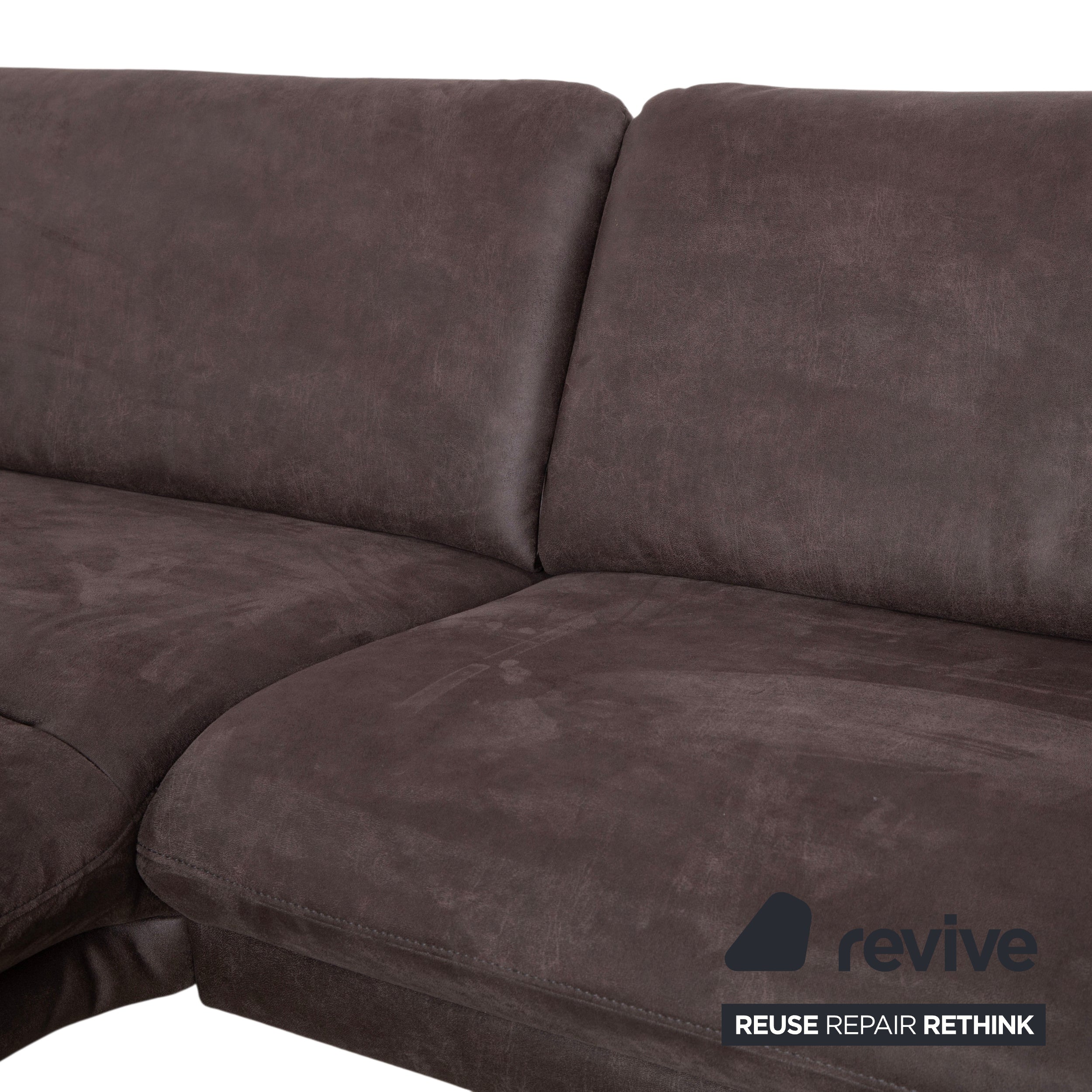 Himolla Stoff Ecksofa Grau Braun Taupe manuelle Funktion Sofa Couch