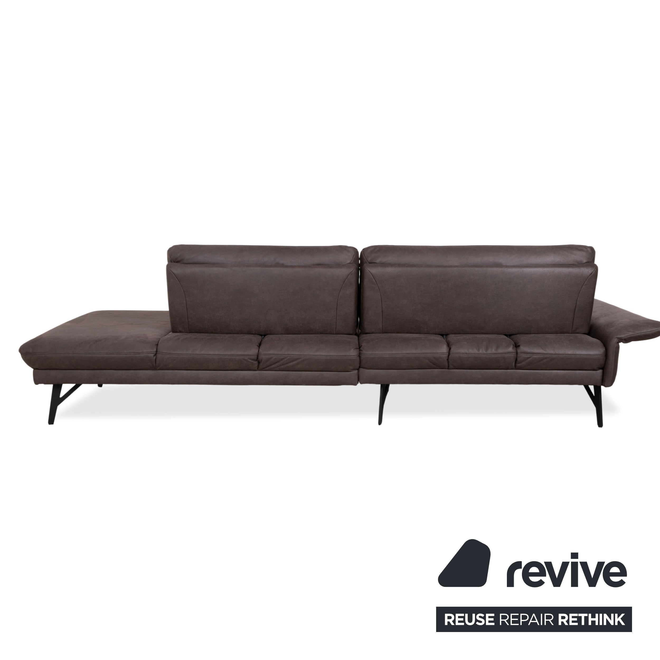 Himolla Stoff Ecksofa Grau Braun Taupe manuelle Funktion Sofa Couch