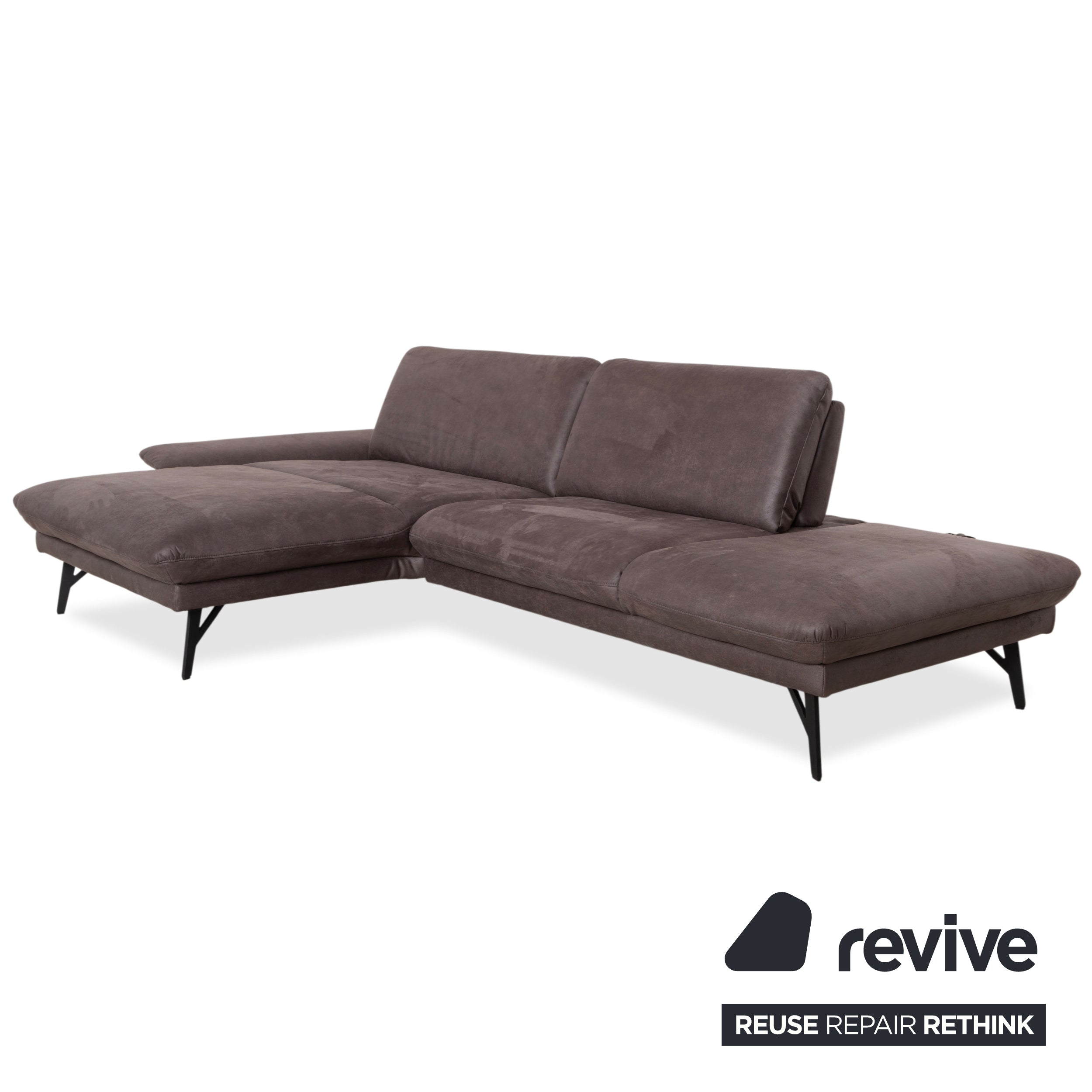 Himolla Stoff Ecksofa Grau Braun Taupe manuelle Funktion Sofa Couch