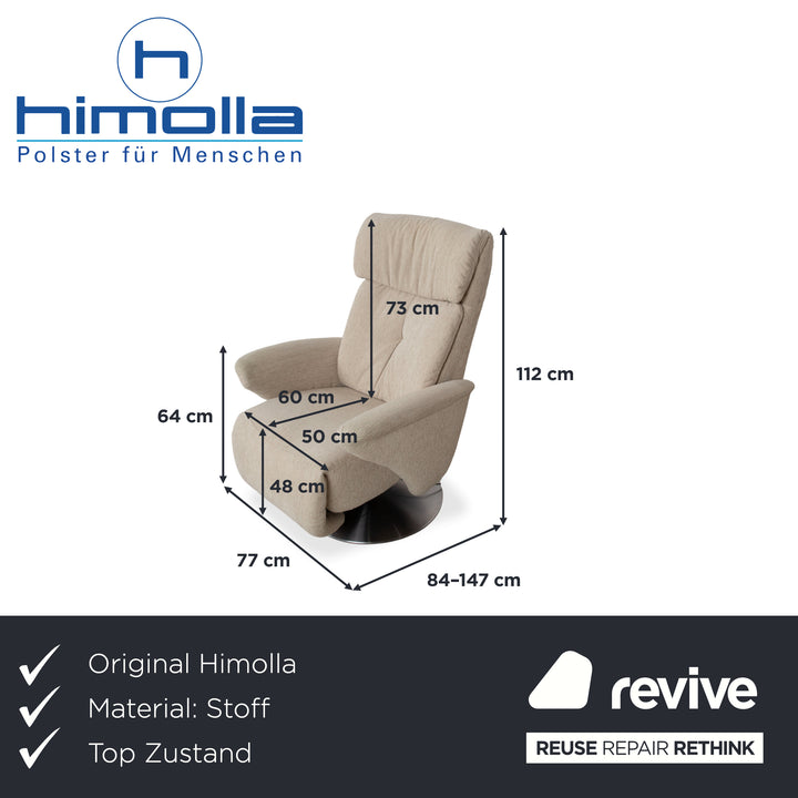 Himolla Stoff Sessel Creme Beige elektrische Funktion Aufstehhilfe