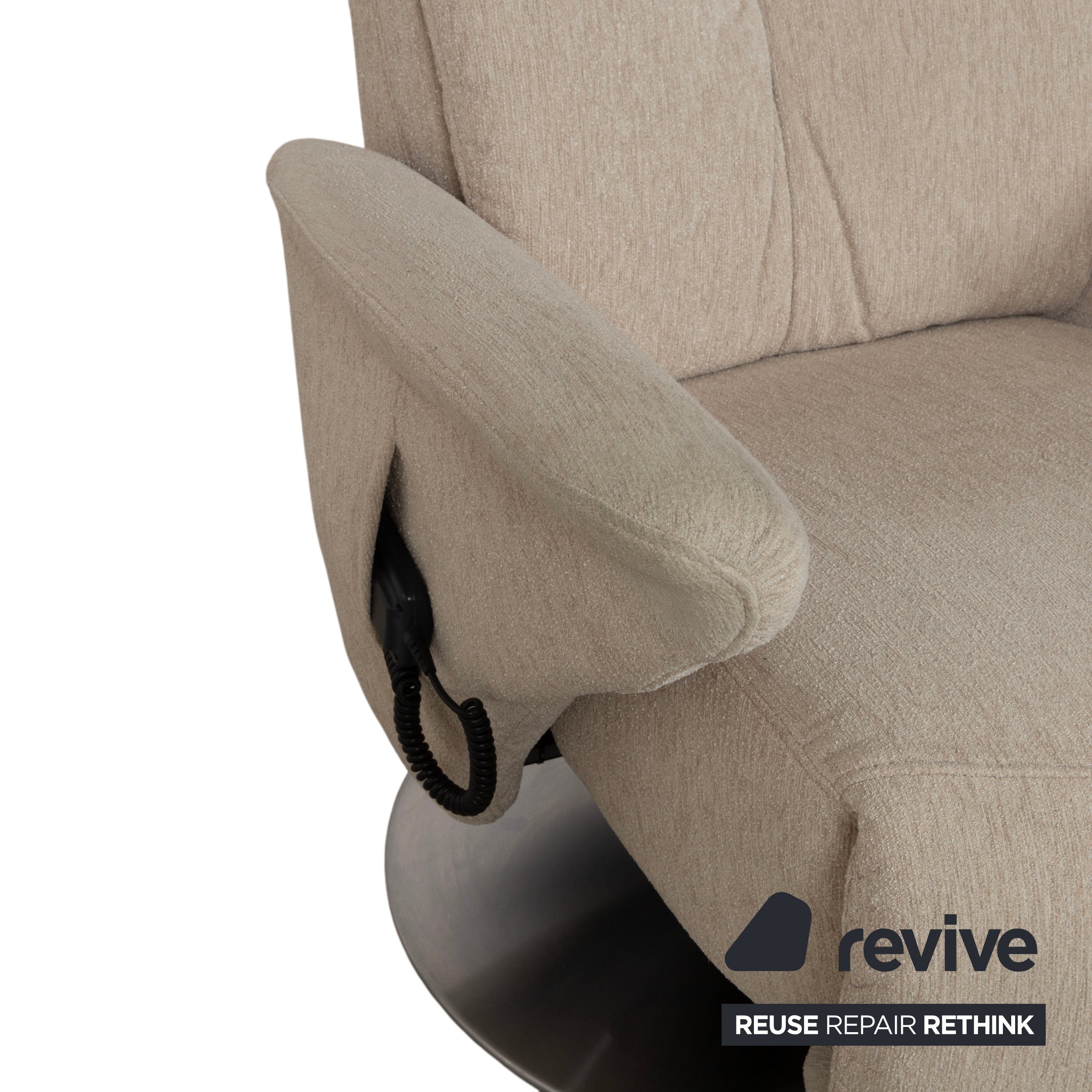 Himolla Stoff Sessel Creme Beige elektrische Funktion Aufstehhilfe