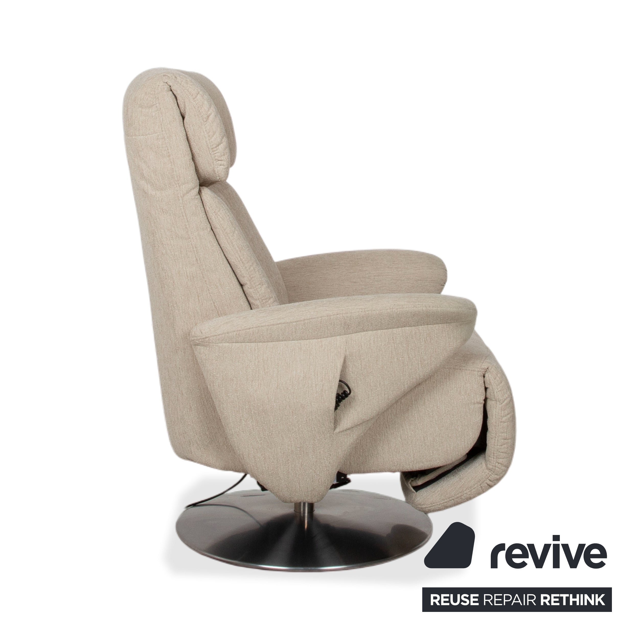 Himolla Stoff Sessel Creme Beige elektrische Funktion Aufstehhilfe