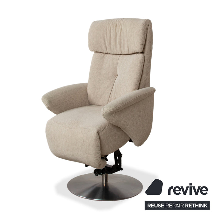 Himolla Fauteuil en tissu crème beige avec fonction électrique releveur