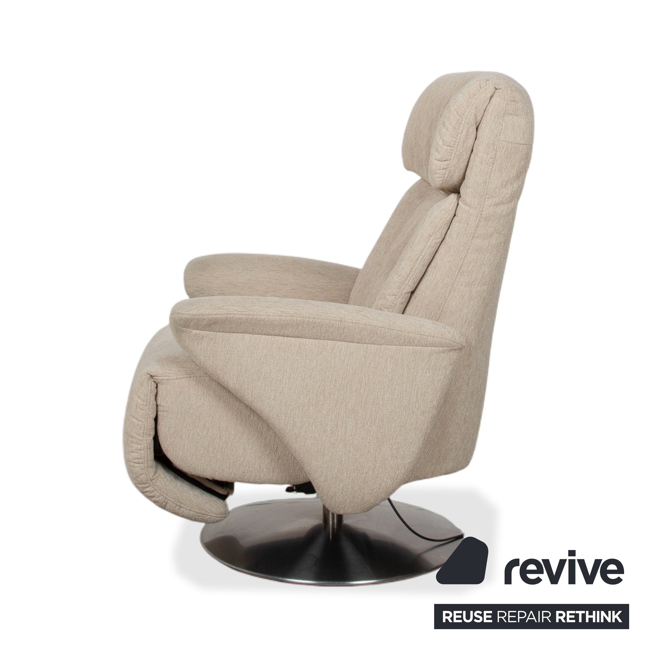Himolla Stoff Sessel Creme Beige elektrische Funktion Aufstehhilfe