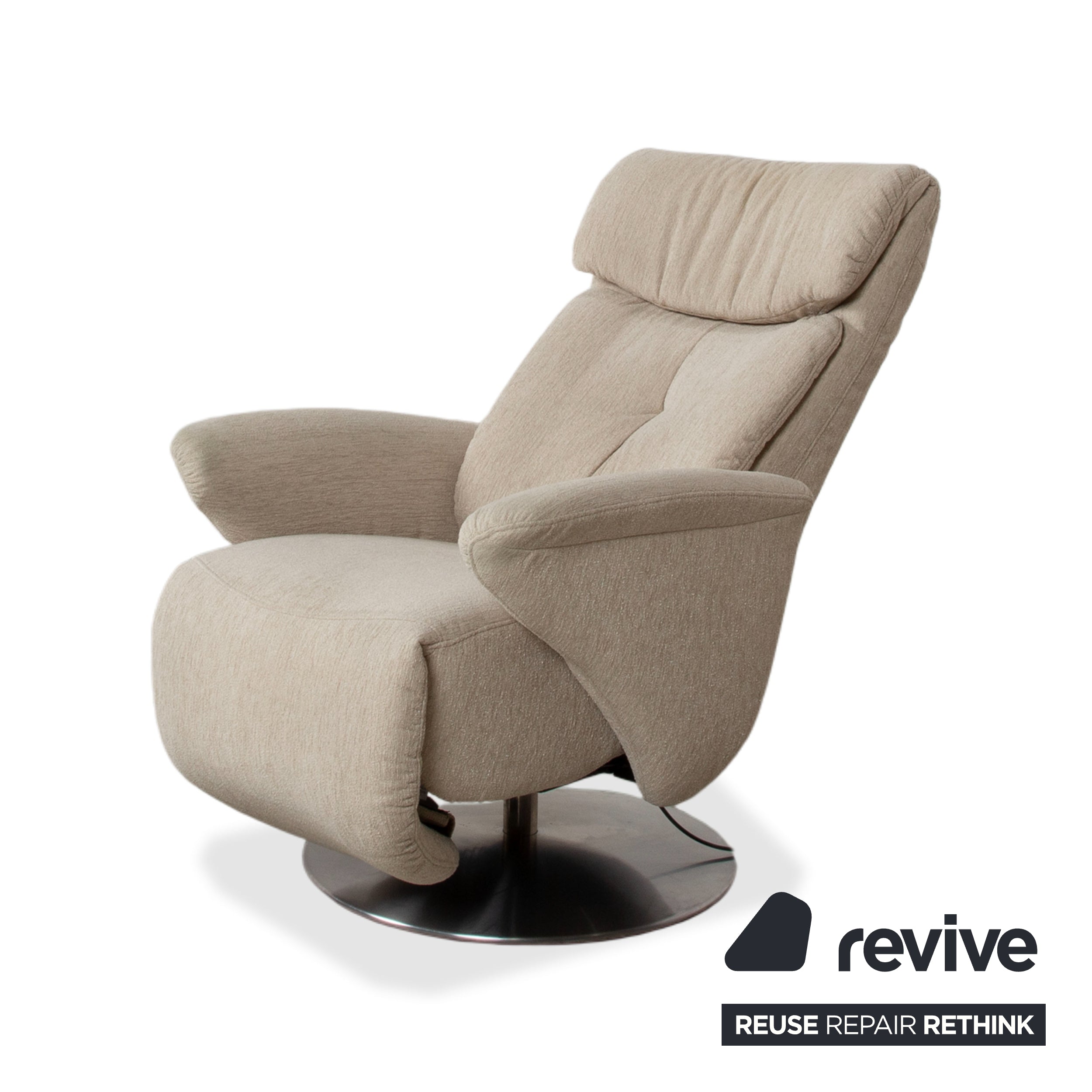 Himolla Stoff Sessel Creme Beige elektrische Funktion Aufstehhilfe