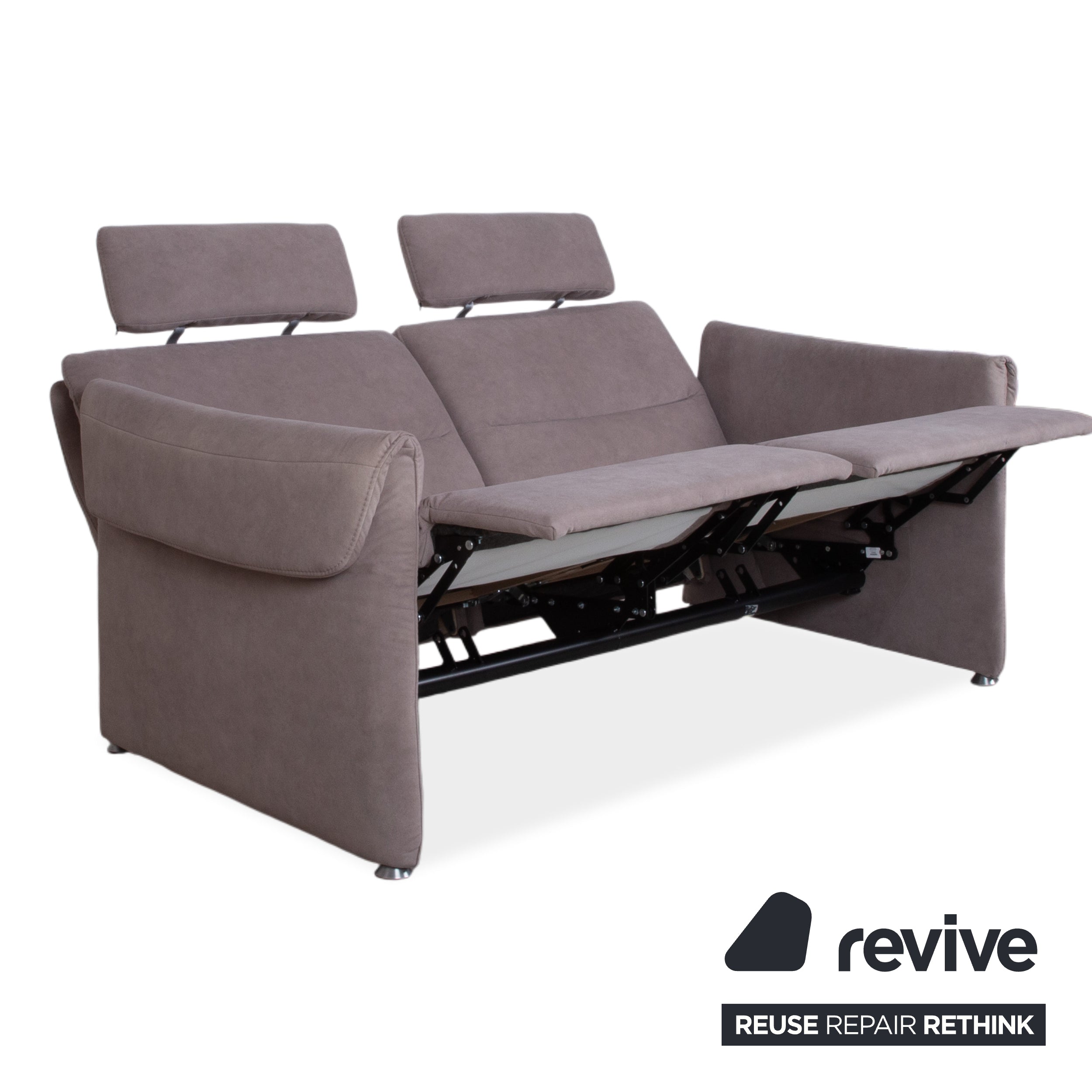 Himolla Fabric Two-Seater Grey Blue Manual Function Sofa Couch