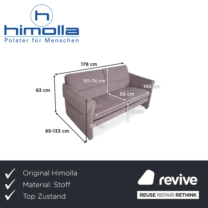 Himolla Stoff Zweisitzer Grau Blau manuelle Funktion Sofa Couch