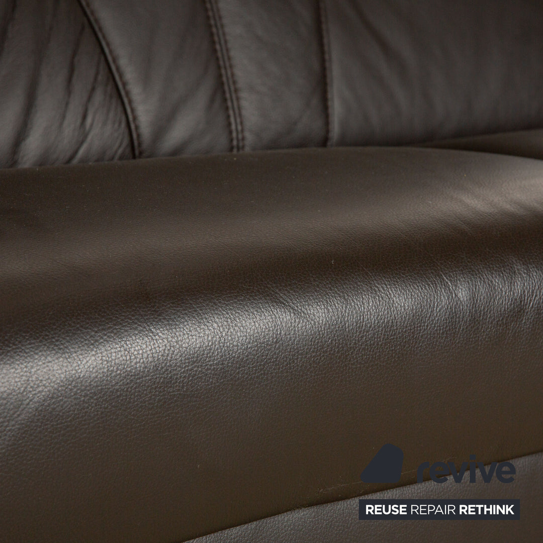 Himolla TANGRAM Leather Three-Seater Grey Brown Coffee Sofa Couch