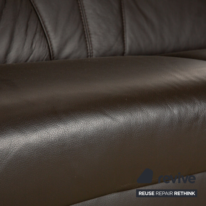 Himolla TANGRAM Leather Three-Seater Grey Brown Coffee Sofa Couch