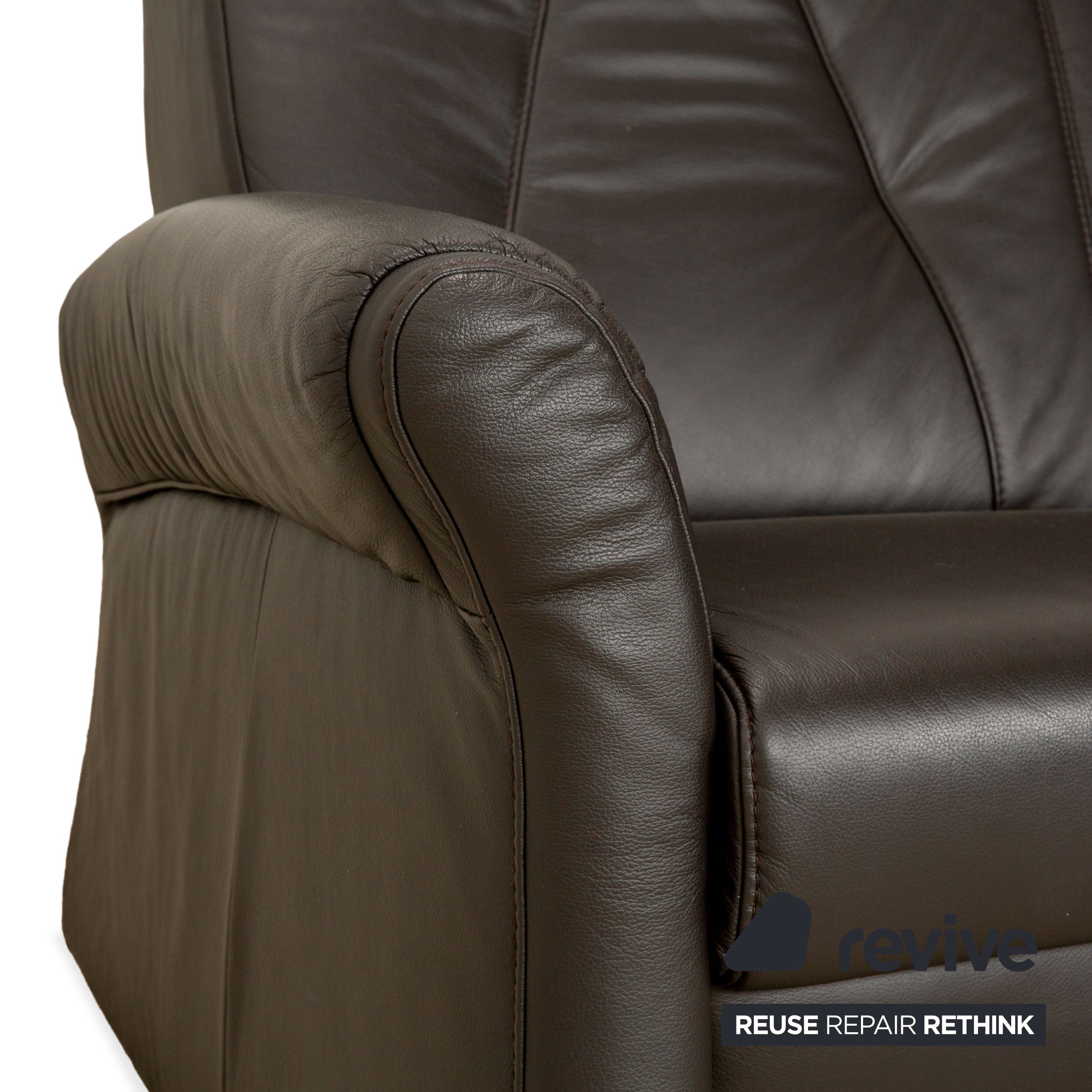 Canapé trois places en cuir Himolla TANGRAM gris marron café