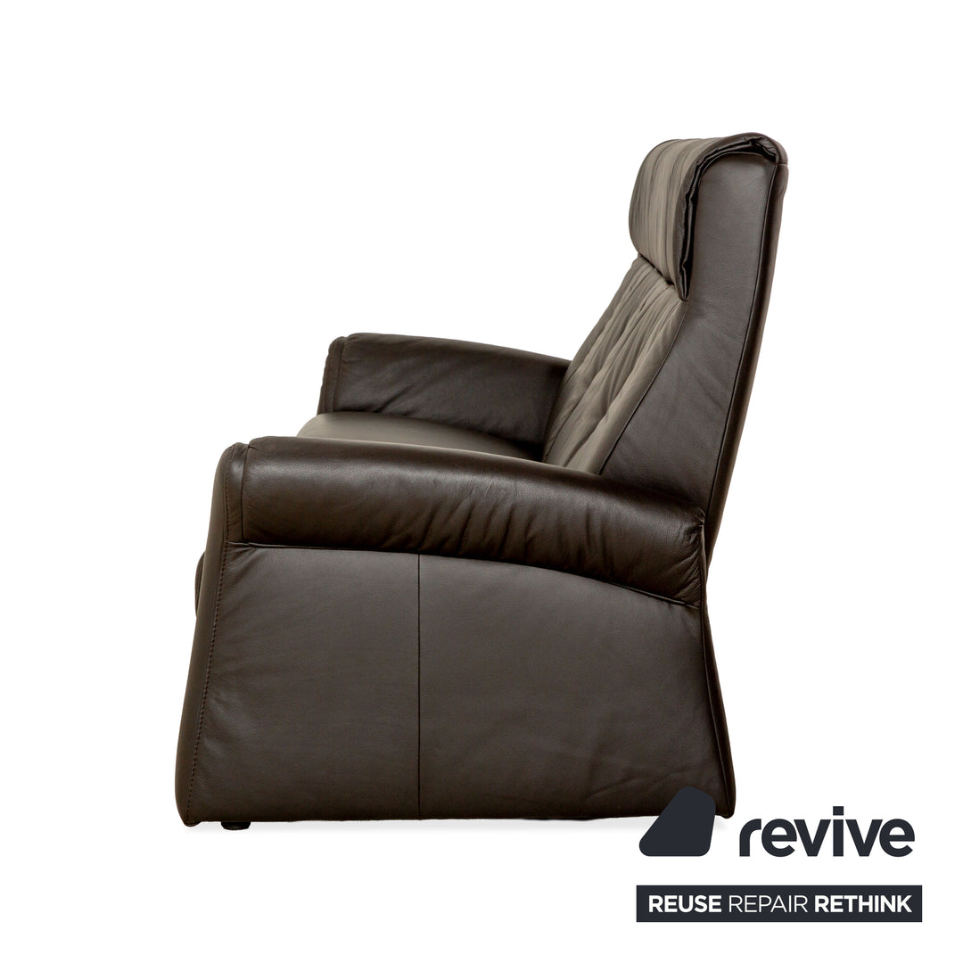 Himolla TANGRAM Leather Three-Seater Grey Brown Coffee Sofa Couch