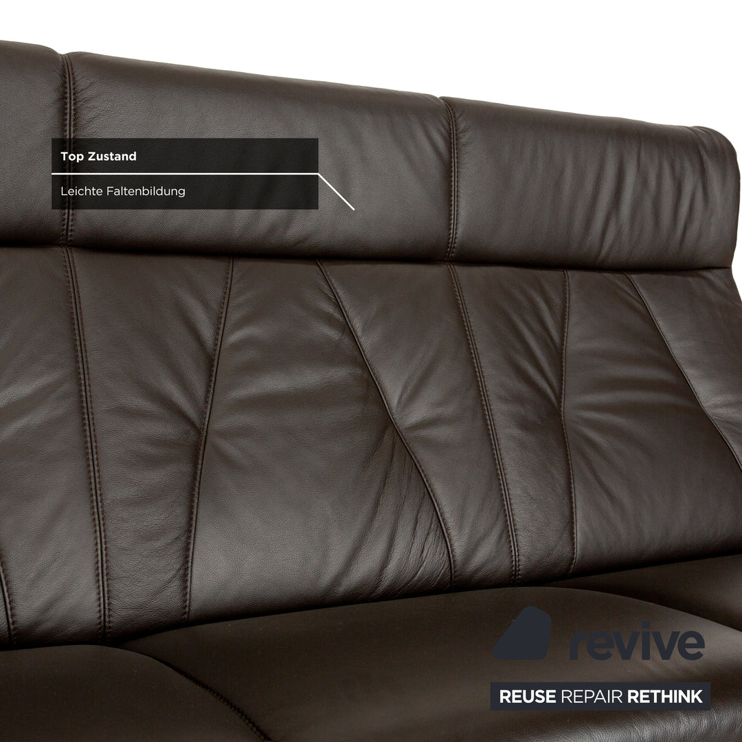 Himolla TANGRAM Leather Three-Seater Grey Brown Coffee Sofa Couch