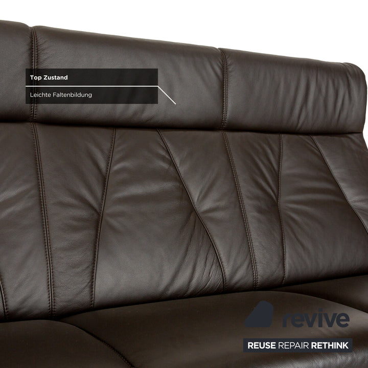 Himolla TANGRAM Leather Three-Seater Grey Brown Coffee Sofa Couch