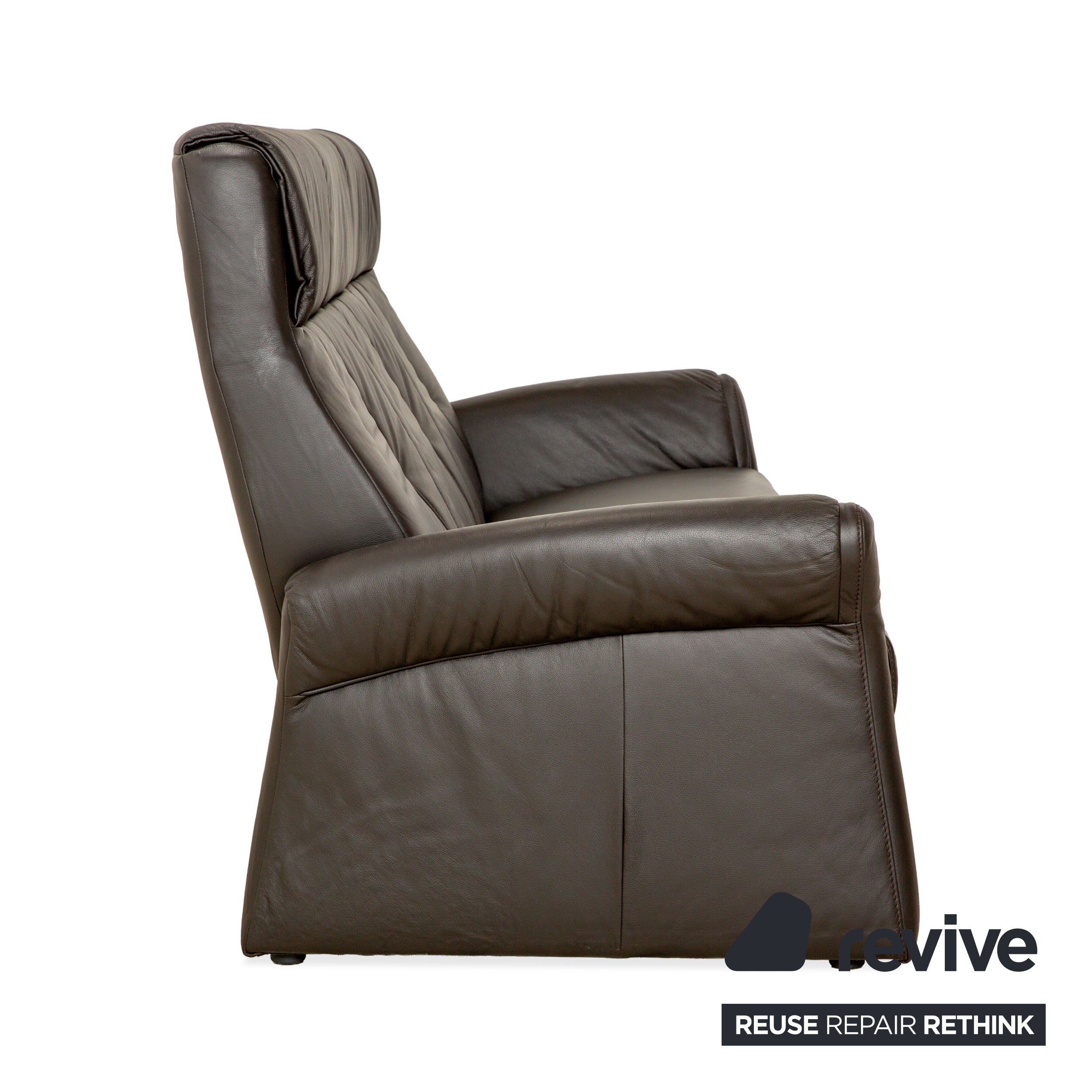 Himolla TANGRAM Leather Three-Seater Grey Brown Coffee Sofa Couch