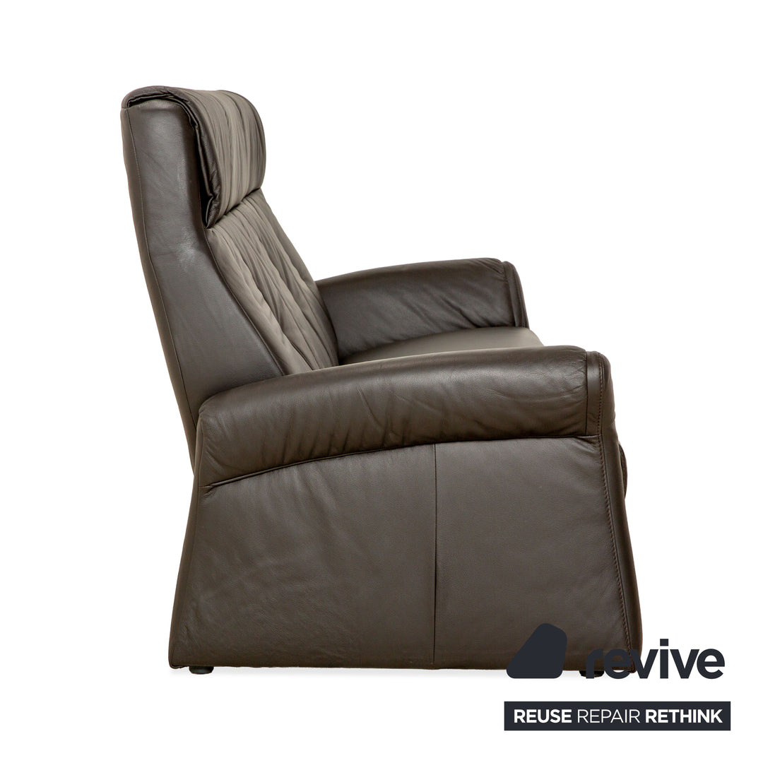 Himolla TANGRAM Leather Three-Seater Grey Brown Coffee Sofa Couch
