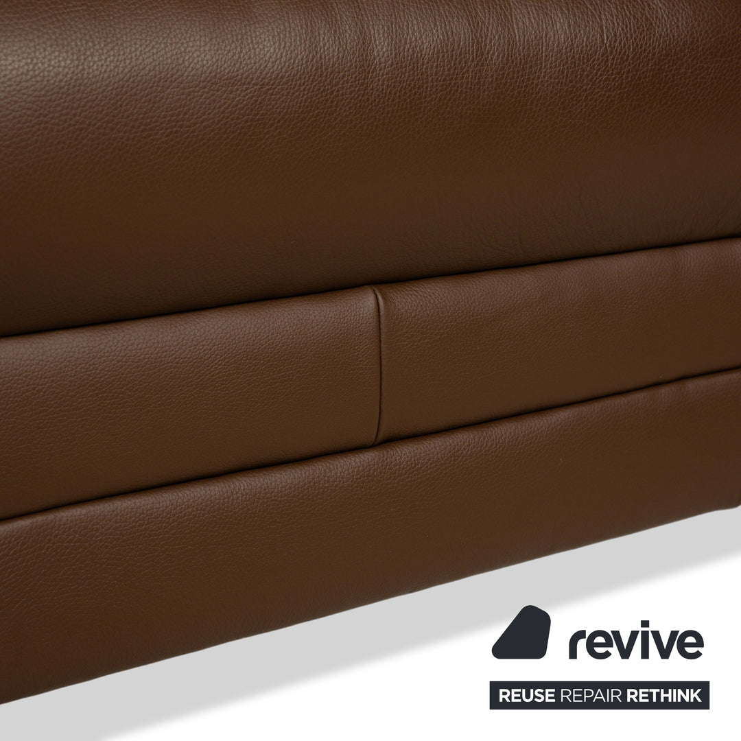 Himolla Tangram Leather Two-Seater Brown Sofa Couch