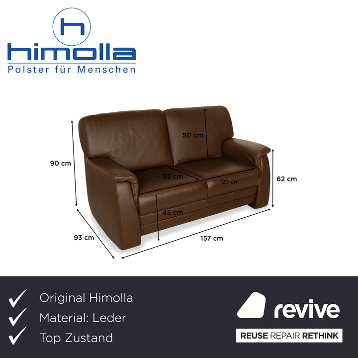 Himolla Tangram Leather Two-Seater Brown Sofa Couch
