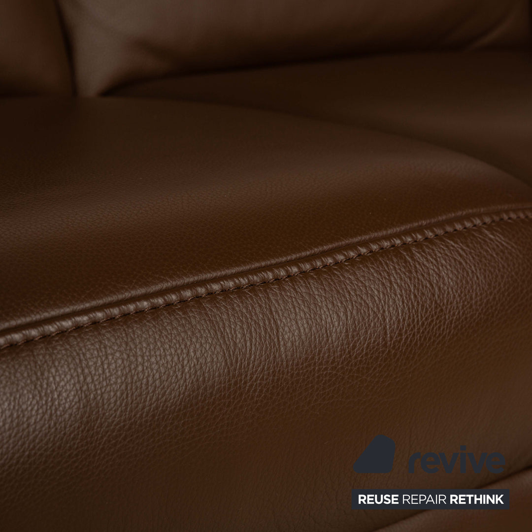 Himolla Tangram Leather Two-Seater Brown Sofa Couch