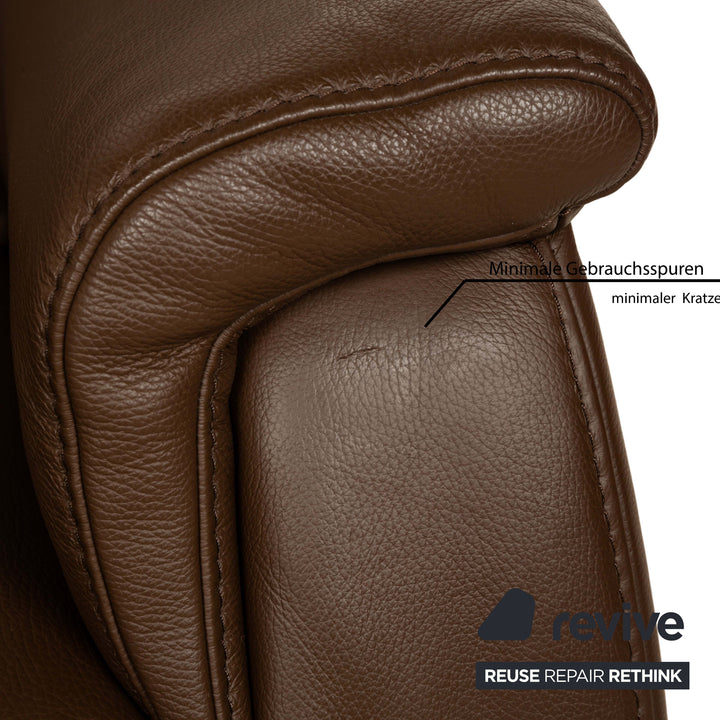 Himolla Tangram Leather Two-Seater Brown Sofa Couch